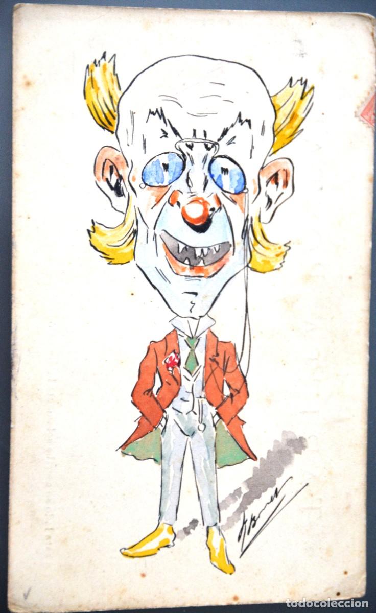 Postales: POSTAL COMICA ANTIGUA 1905. CARICATURA PERSONAJE MON&Oacute;CULO. SELLO ALFONSO XIII