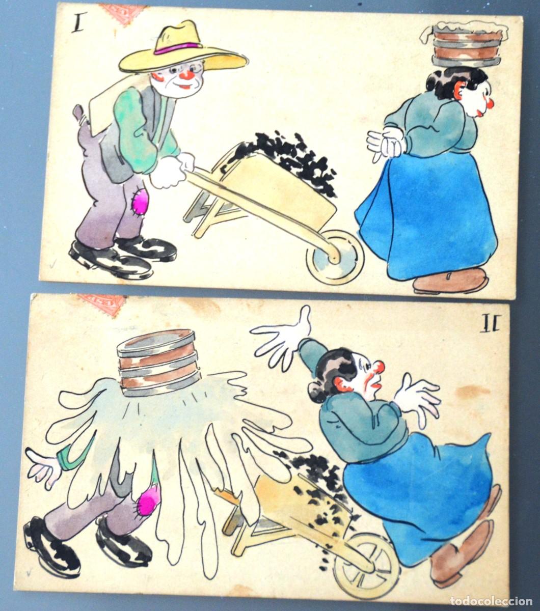 Postales: PAREJA DE POSTALES HUMOR&Iacute;STICAS ANTIGUAS. ESPA&Ntilde;A, c. 1910 SERIE C&Oacute;MICA DE DOS VI&Ntilde;ETAS: