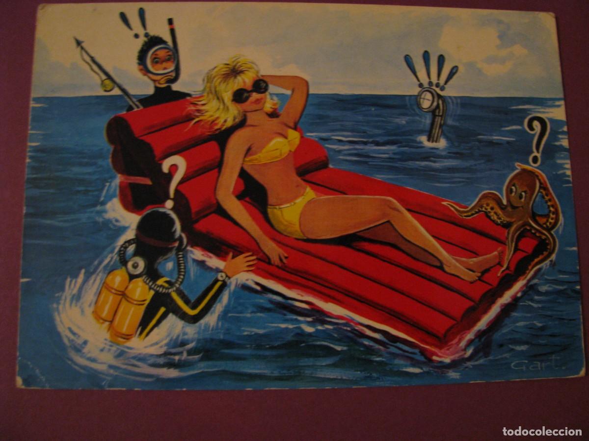 Postales: POSTAL DIBUJO, DE IL. GART. VACACIONES. LA TRANQUILIDAD DE ALTA MAR. SAVIR 524