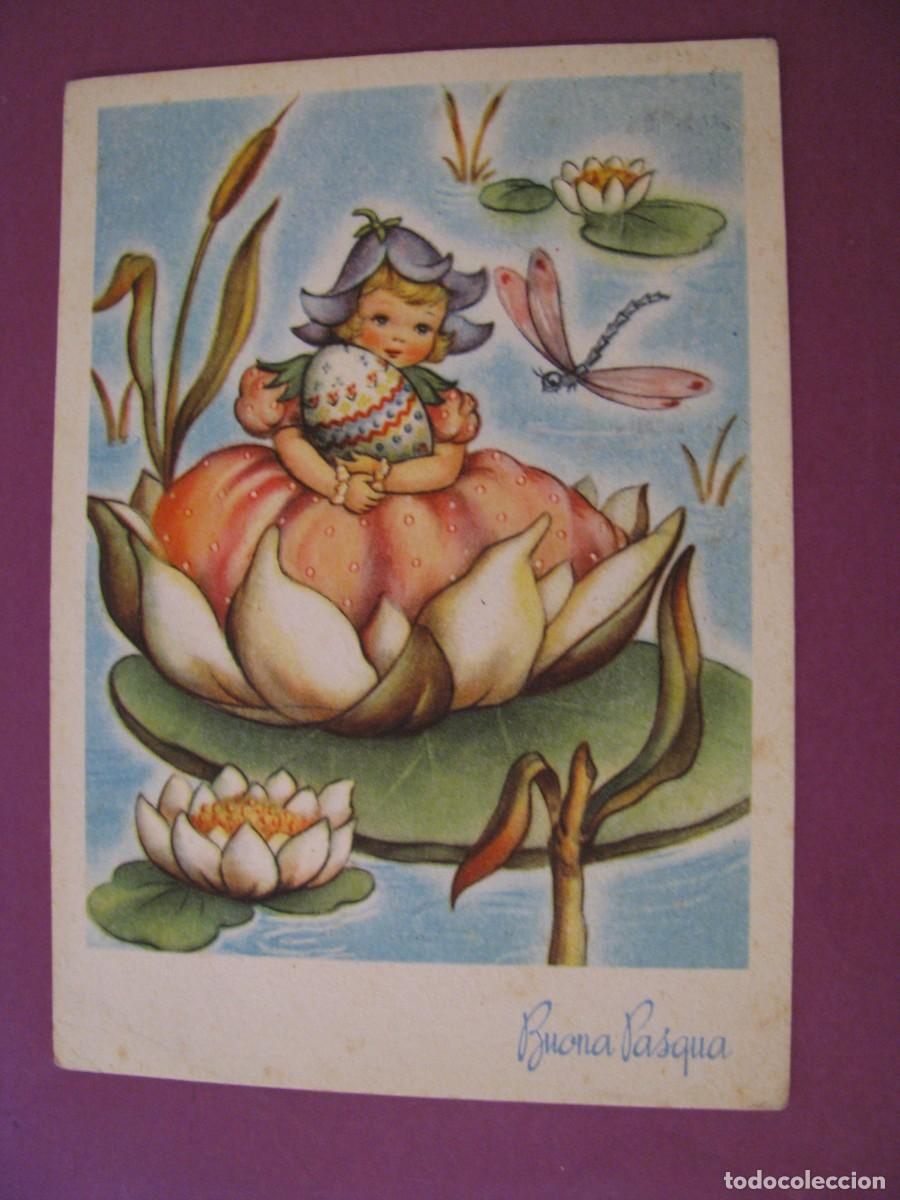 Postales: POSTAL DE FELICITACION. BUONA PASQUA. FELIZ PASCUA. ITALIA. ESCRITA 1955