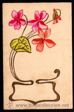Postales: Flores pintadas . Sin circular. - Foto 1