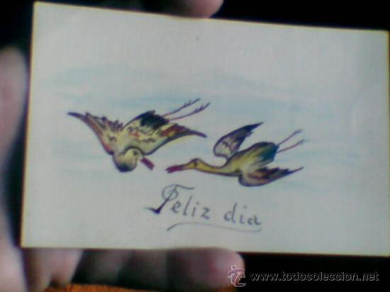 Postales: aves dibujadas postal escrita - Foto 1