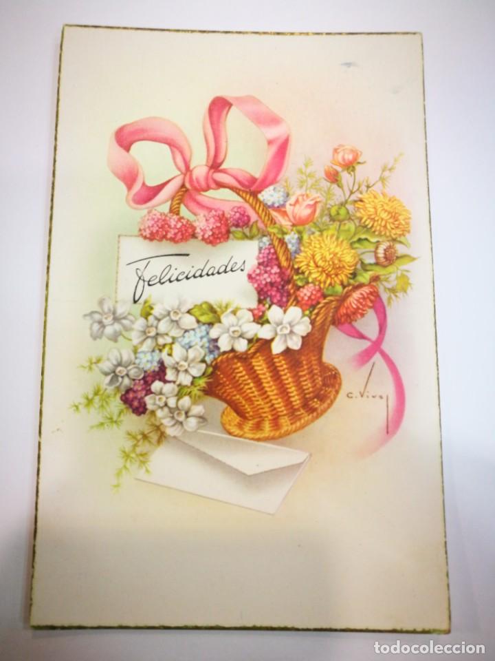 Postales: Postal Cesta de flores - Foto 1