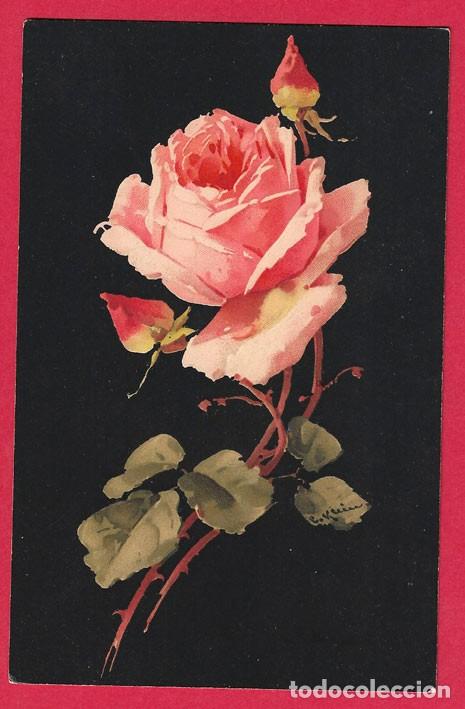 ae52 flor flores rosa de color te postal firma - Buy Old Postcards ...