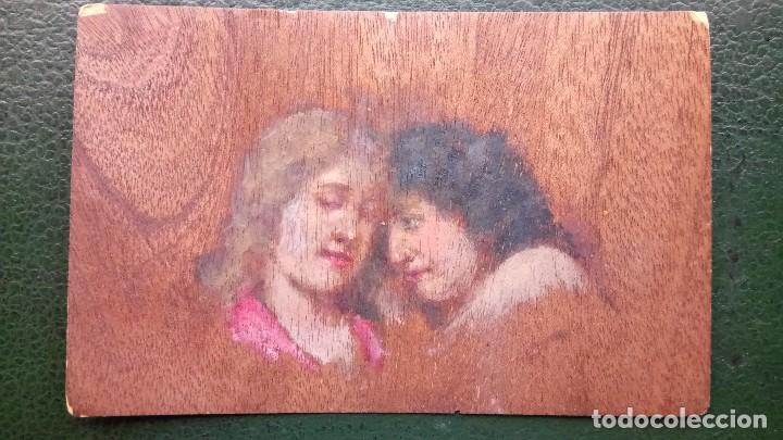 Postales: Antigua Postal, en Madera, Pintada. - Foto 2