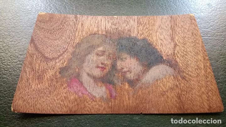 Postales: Antigua Postal, en Madera, Pintada. - Foto 5