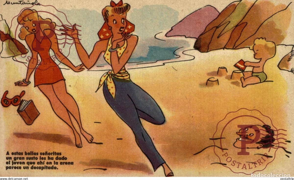 Postcards: A ESTAS BELLAS SE&Ntilde;ORITAS UN GRAN SUSTO MUNTA&Ntilde;OLA RAM BARCELONA ESPA&Ntilde;A SPAIN ESPAGNE