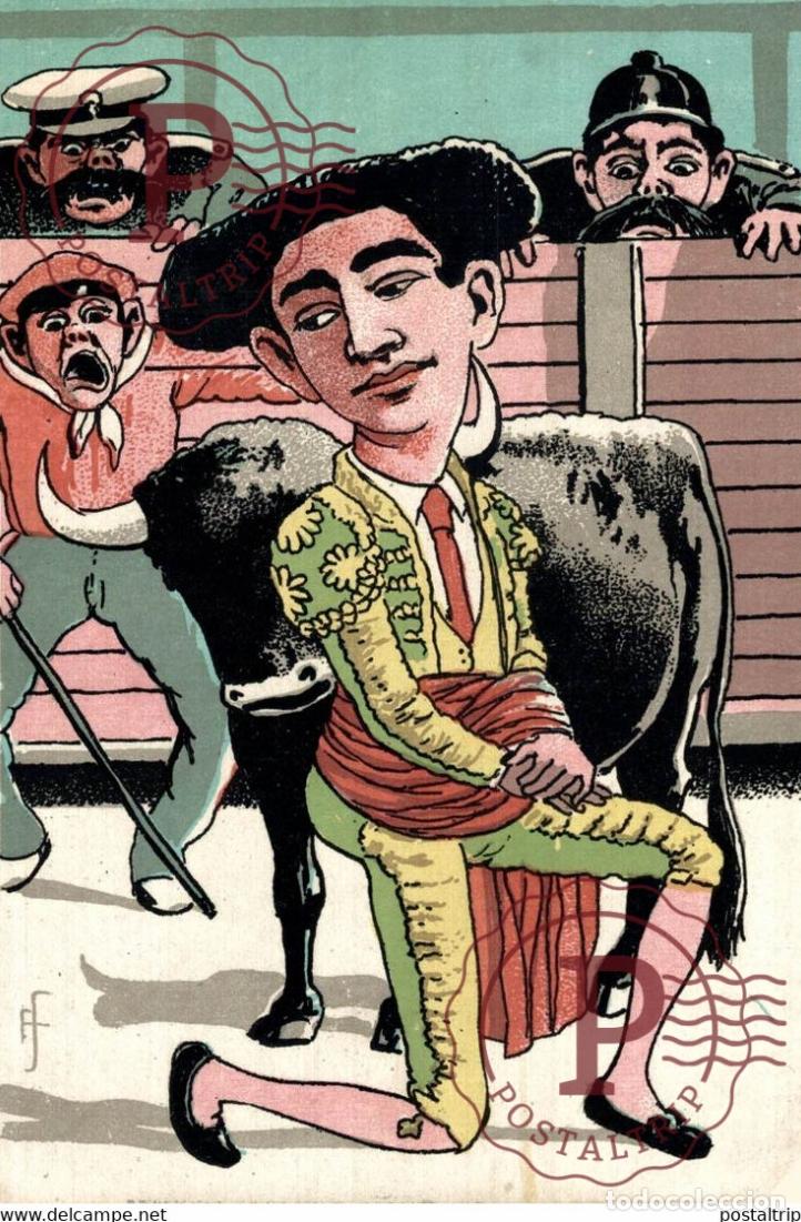 Postcards: FF EDB 135 1916 TOLEDO CARICATURA TAUROMAQUIA TOROS ESPA&Ntilde;A