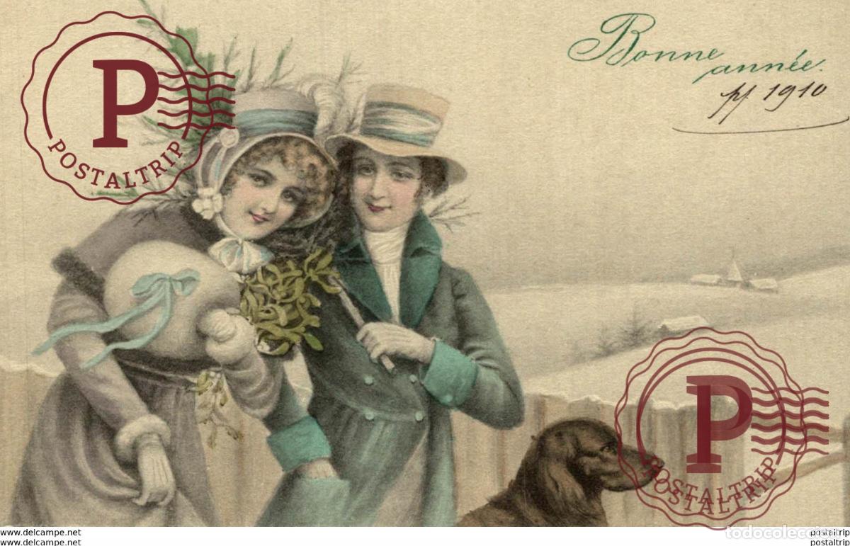 Postales: VK VIENNE BONNE ANNEE ART NOUVEAU ART D&Eacute;CO : ILLUSTRATION Viennoises BONIN COLECCTION