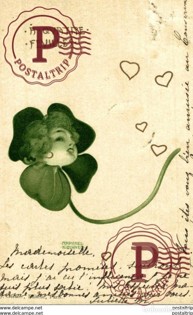 Postcards: Kirchner, Raphael A Quatre Fevilles Jugendstil K&uuml;nstler art nouveau Illustrateur R. KIRCHNER,