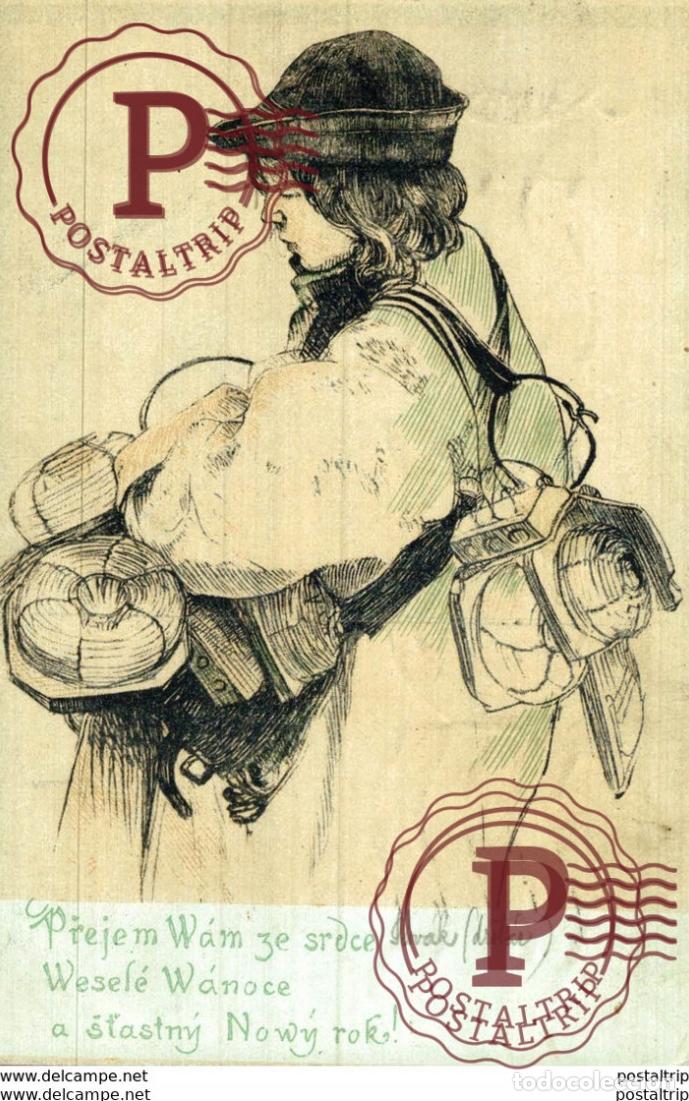 Postkarten: E POZDNIKOVE V BRE RUDOLFSKA NAKLADEM PREJE M WAM ZE SRDCE WESELE WANOCE Art nouveau Illustrateur