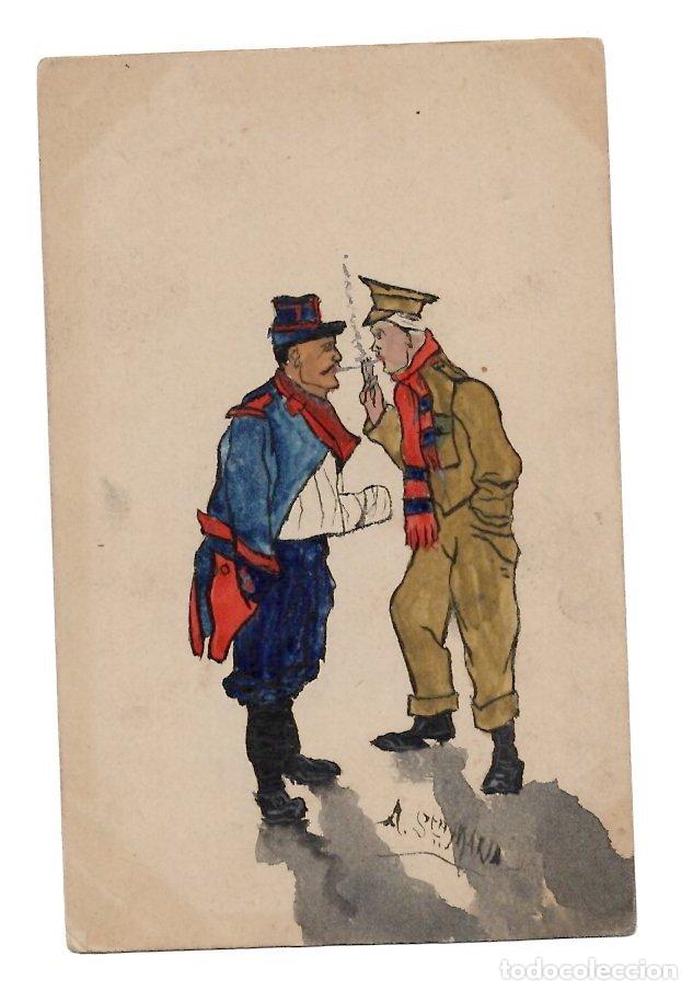 Postales: TARJETA POSTAL MILITAR PINTADA A MANO. ILUSTRADA POR A. STA. MARIA. C.1910