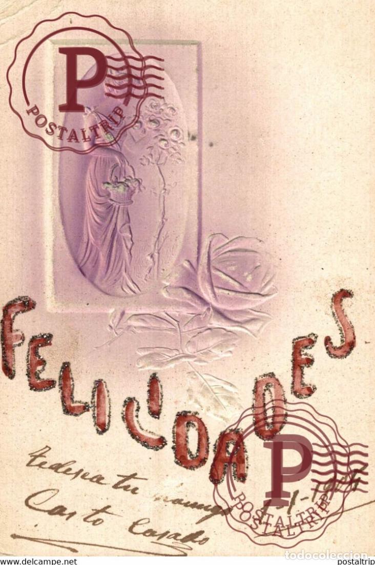 Postales: ILLUSTRATEUR EN RELIEF WOMAN SEE LET UPPER CORNER