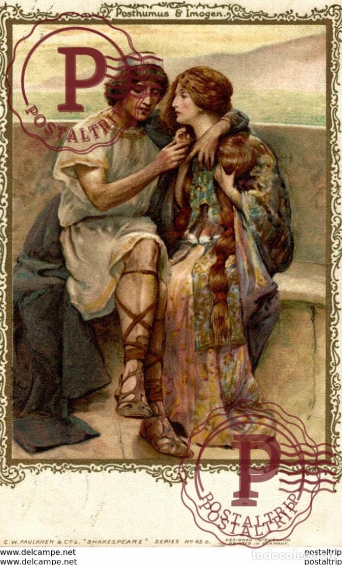 Postais: Qeuvres illustr&eacute;es de William Shakespeare: POSTHUMUS AND IMOGEN - Carte Litho Faulkner & Co