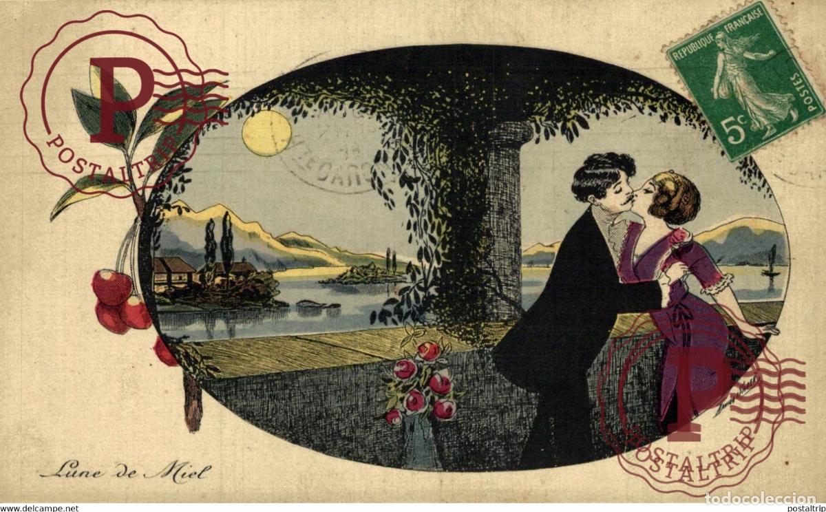 Postcards: XAVIER SAGER lune de miel au clair de lune. Moonlight ILUSTRADOR ILLUSTRATOR ILLUSTRATEUR