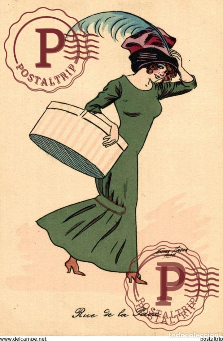 Postcards: XAVIER SAGER Femme avec chapeau Rue de la Paix Paris, ed Kunzli K F 3997 ILUSTRADOR ILLUSTRATOR ILL