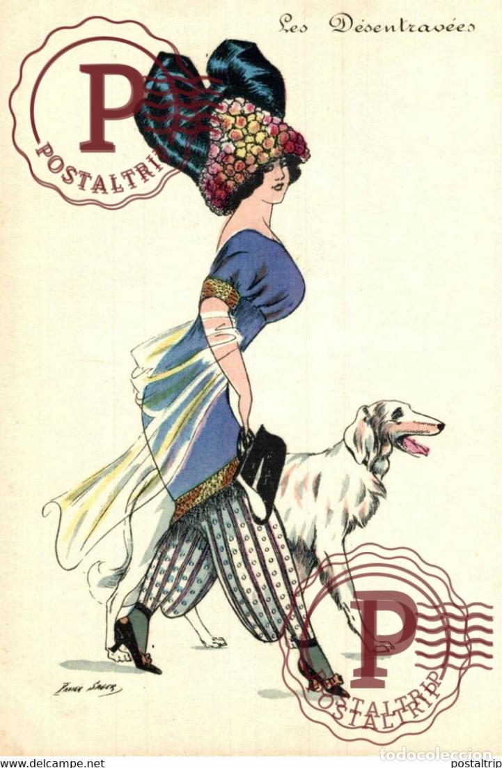 Postais: XAVIER SAGER les desentrav&eacute;es, serie K F 4485 Kunzli Paris CHIEN HUND DOG ILLUSTRATOR ILLUSTRATEU