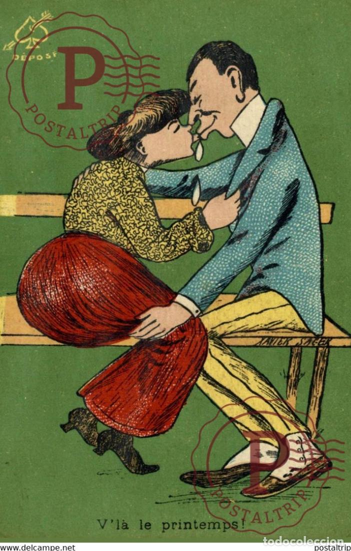 Postais: XAVIER SAGER Vl&agrave; le printemps ILLUSTRATOR ILLUSTRATEUR