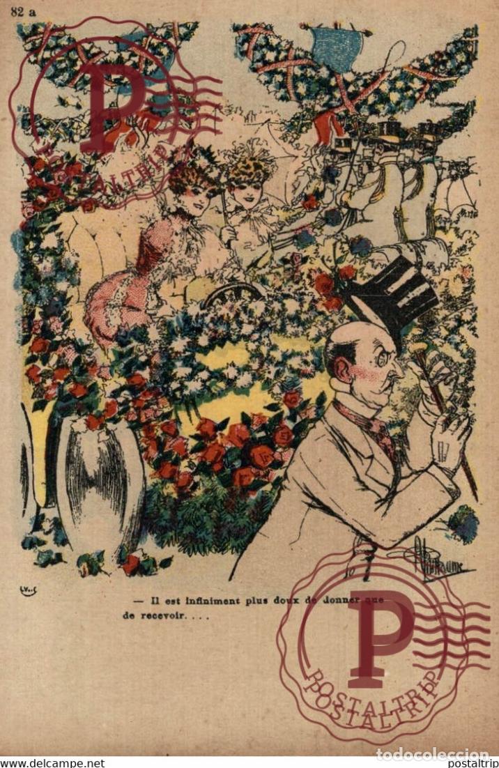 Postales: Illustrateur Albert Guillaume: carnaval, infiniment plus doux de donner que de recevoir 2 femm ILLU