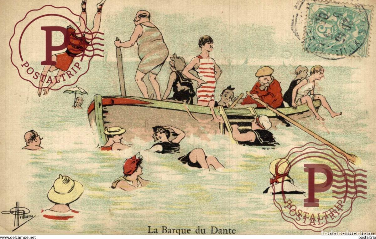 Postales: Illustrateur Albert Guillaume: LA BARQUE DU DANTE