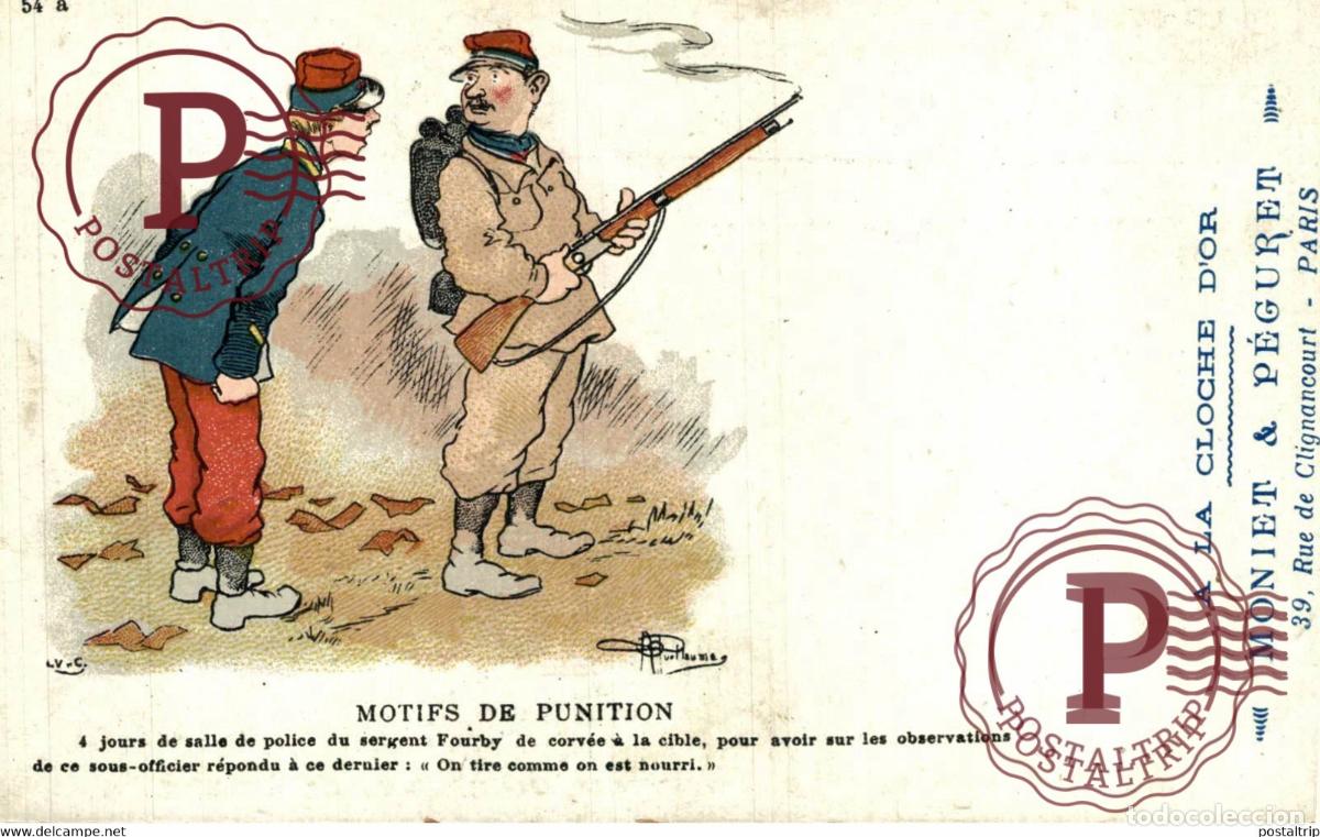 Postais: Illustrateur Albert Guillaume: MILITARIA - MOTIF DE PUNITION n&deg; 54 PUBLI MONIET PEGURET PARIS CLOC