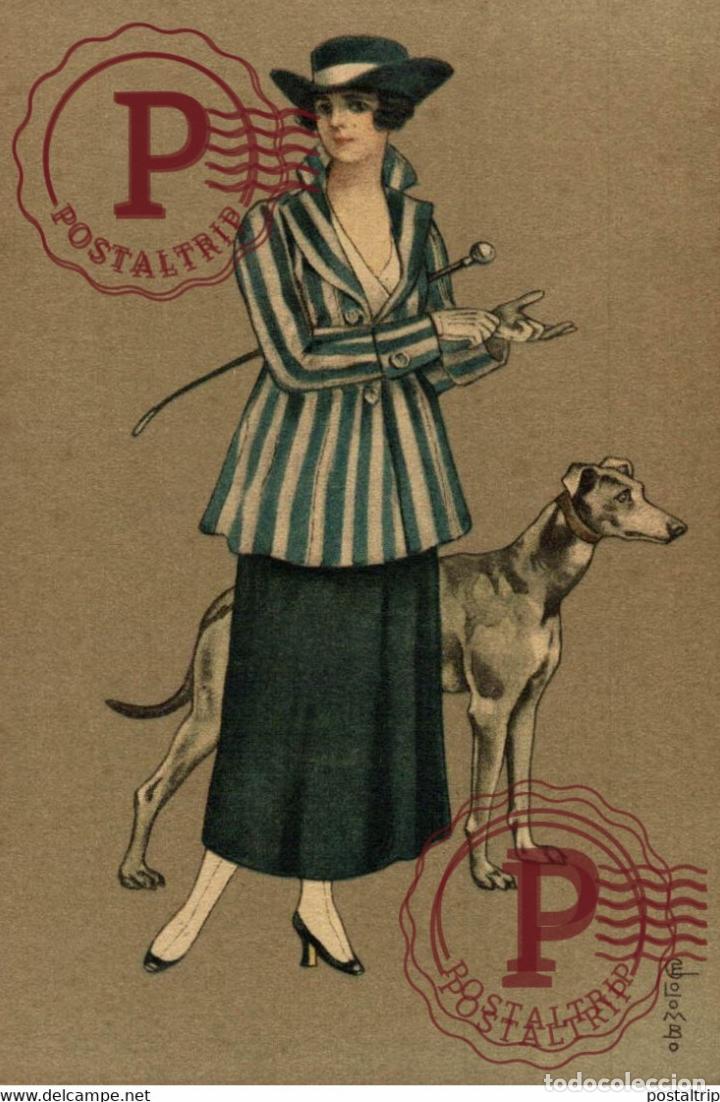 Postais: Illustrateur Illustrator FEMME E. Colombo CHIEN HUND DOG