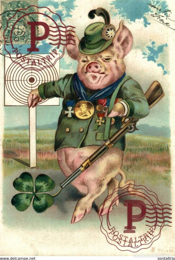 Postais: Illustrateur Illustrator PORC CHASSE HUNTING COCHON