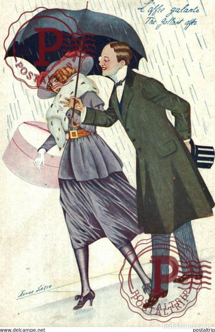 Cartoline: ILLUSTRATEUR XAVIER SAGER La Galanterie Trichromes Serie 22 No 102