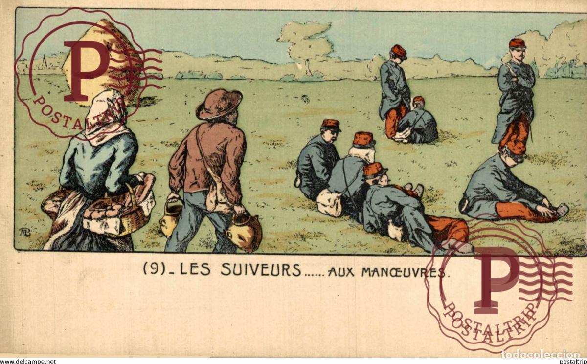 Postales: sign&eacute; MB - LES SUIVEURS AUX MANOEUVRES Illustrator ILLUSTRATEUR
