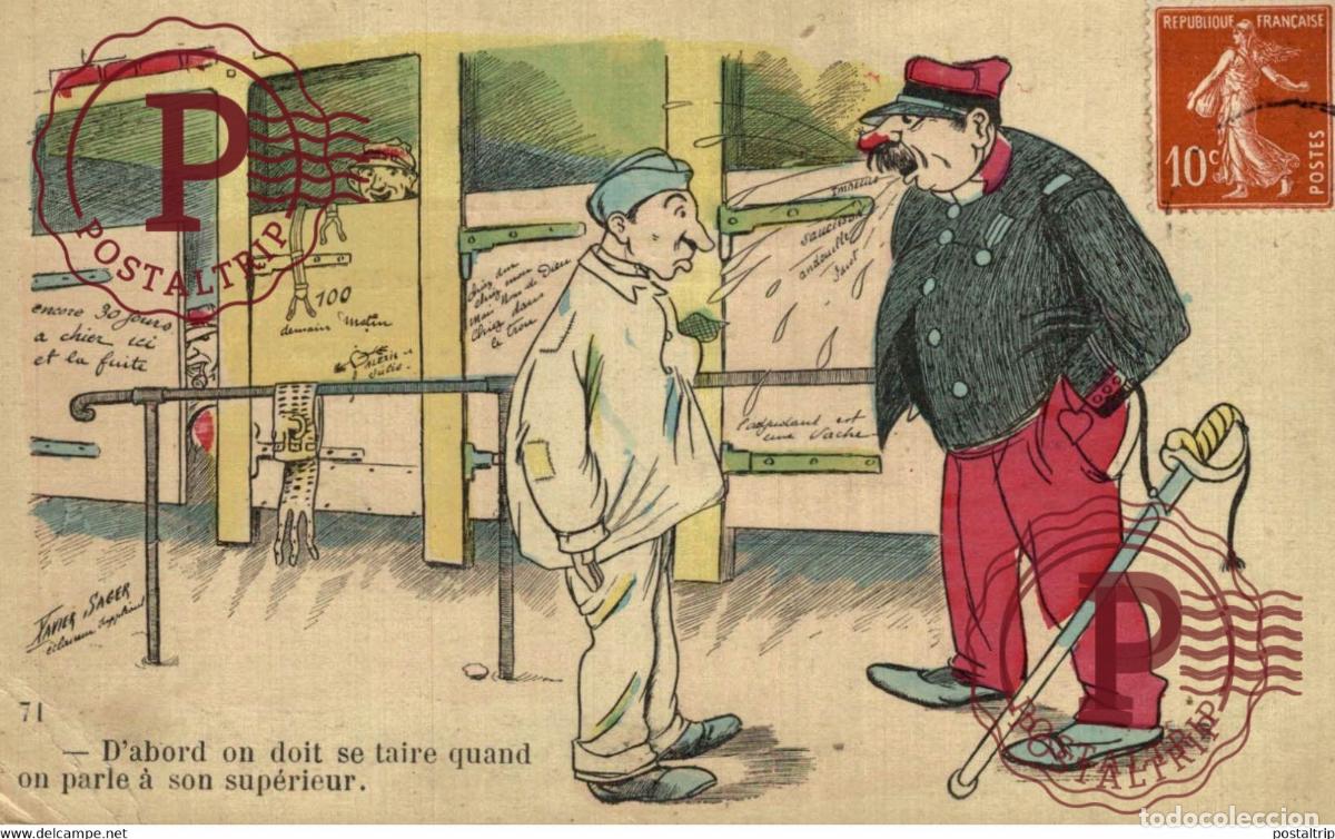 Postkarten: SAGER XAVIER ILLUSTRATEUR s&eacute;rie militaria, dabord on doit se taire....