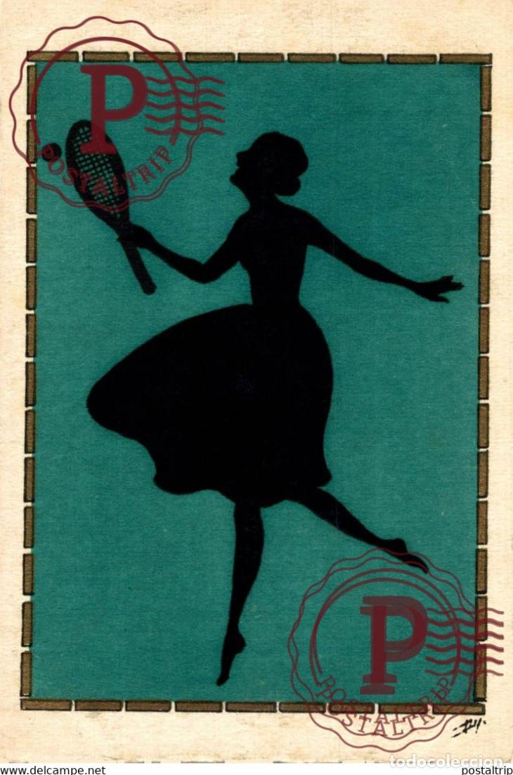Cartoline: SILUETA. SILHOUETTE. TENIS. ILUSTRADOR ILLUSTRATEUR ILLUSTRATION
