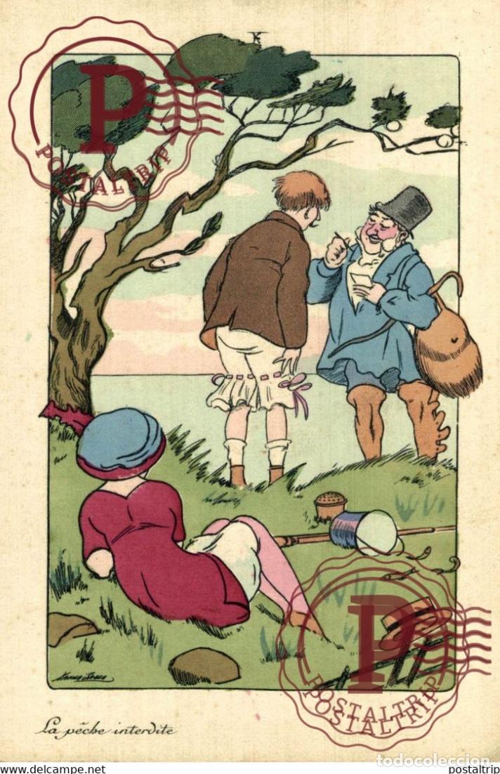 Cartoline: LOT 7 CARTES illustrateur SAGER XAVIER SERIE BG PARIS 559 LA PECHE INTERDITE PECHER