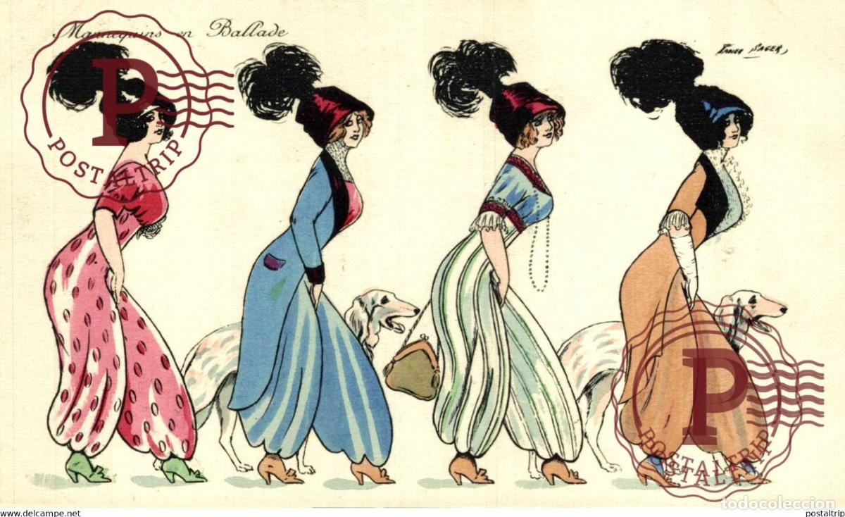 Postkarten: illustrateur SAGER XAVIER LA MODE MANNEQUINS EN BALLADE