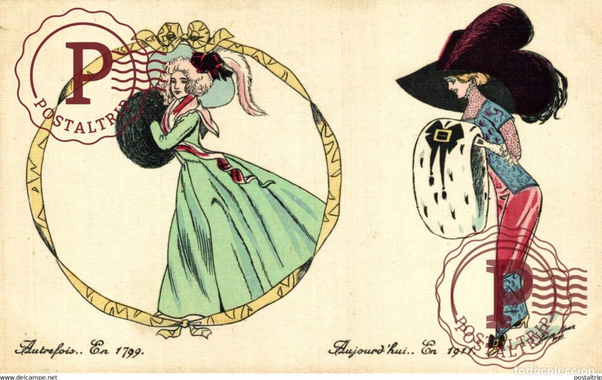 Postkarten: illustrateur SAGER XAVIER Autrefois 4483 - autrefois en 1799 - aujourhui en 1911 -ann&eacute;e - EDIT - K.