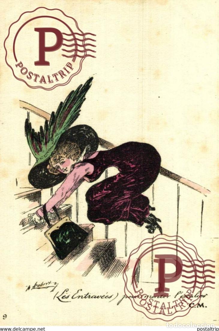 Postkarten: ILLUSTRATEUR ROBERTY LES ENTRAVEES Pour monter lescalier - Femme Chapeau Caricatur