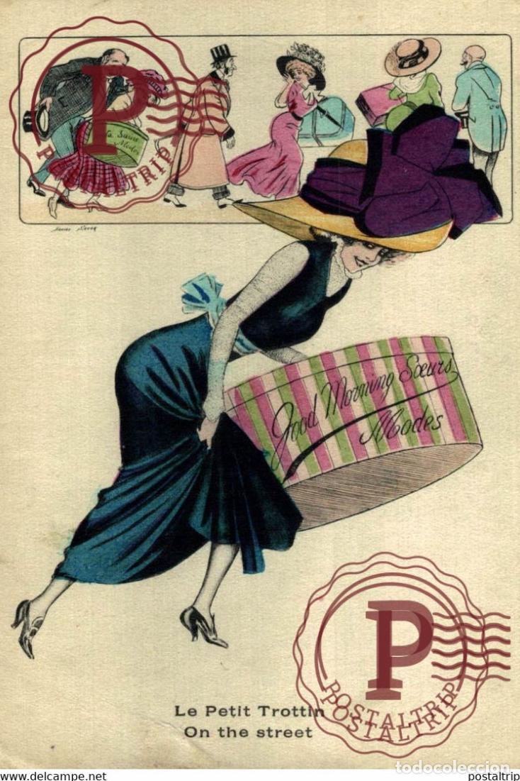 Postales: TRES RARE illustrateur SAGER XAVIER LE PETIT TROTTIN ON THE STREET