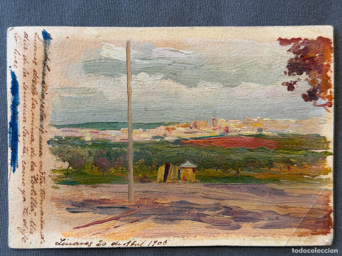 Postales: &Aacute;ngel de la Fuente ,Madrid 1882-1930, Linares , &oacute;leo sobre cart&oacute;n de postal , a&ntilde;o 1906 , Ja&eacute;n.