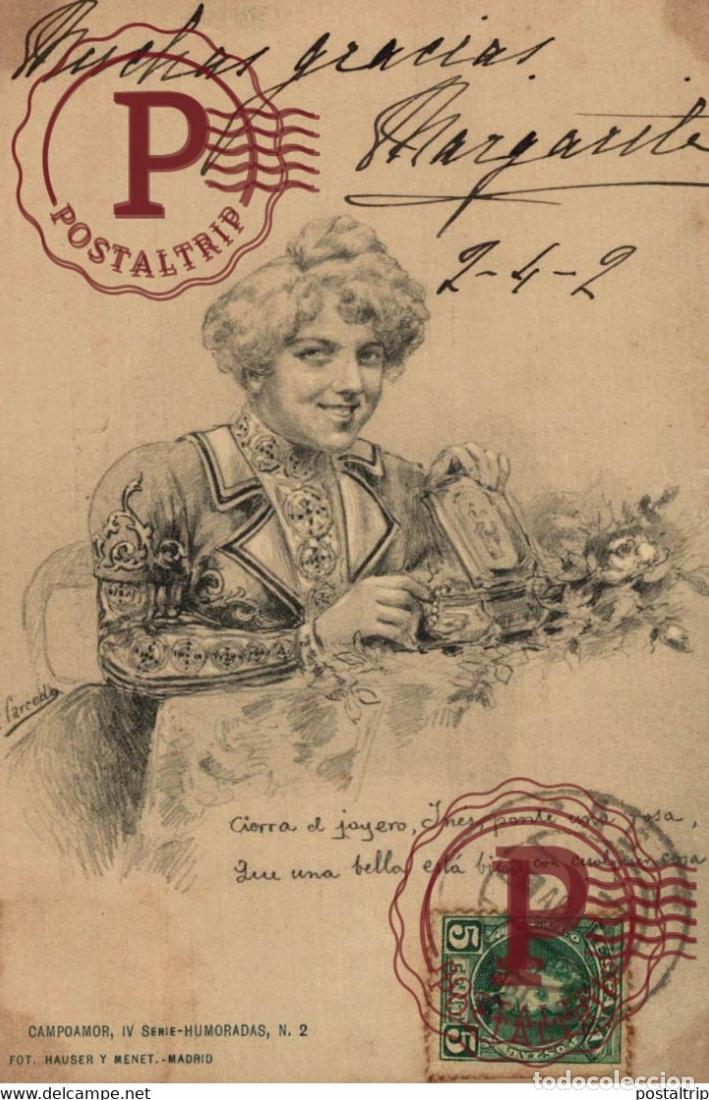 Postales: CAMPOAMOR, IV SERIE-HUMORADAS, N&ordm;2 HAUSER Y MENET. - ILUSTRADOR P. CARCEDO.
