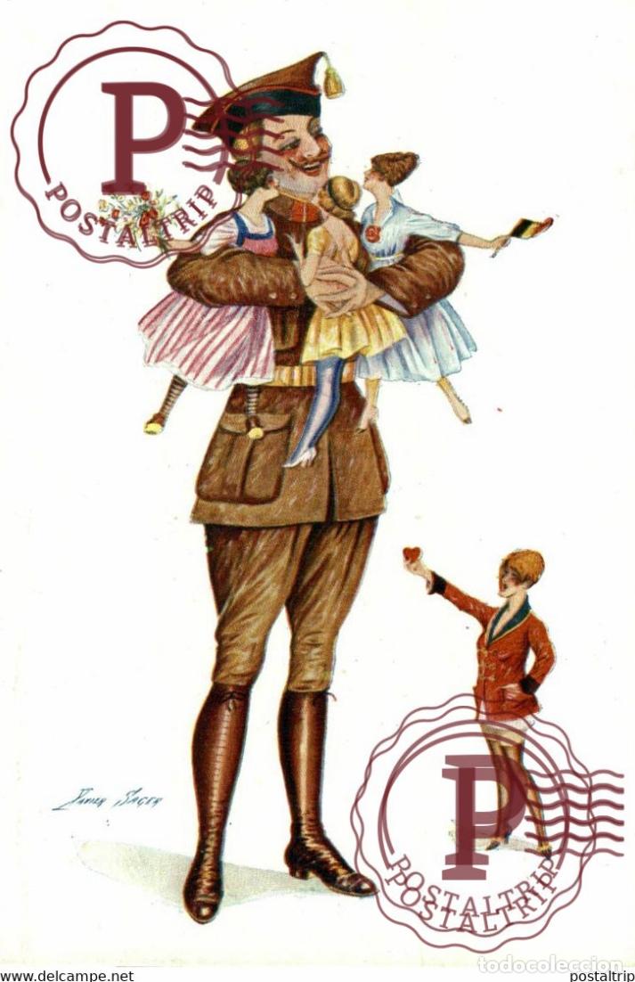 Cartes Postales: ILLUSTRATEUR XAVIER SAGER. Petites Femmes pour Poilus. Serie 43. vise paris 219