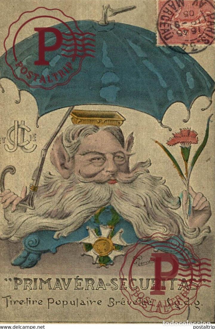 Postales: ILLUSTRATEUR PERREIN. PRIMAVERA - SECURITAS. TIRE-LIRE POPULAIRE BREVETEE.