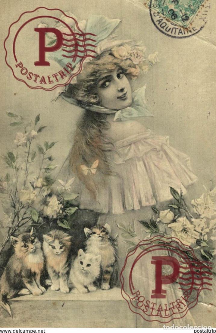 Postais: VIENNE Viennoises. JEUNE FEMME . CHAT . S&Eacute;RIE 620 RAPHA&Euml;L TUCK