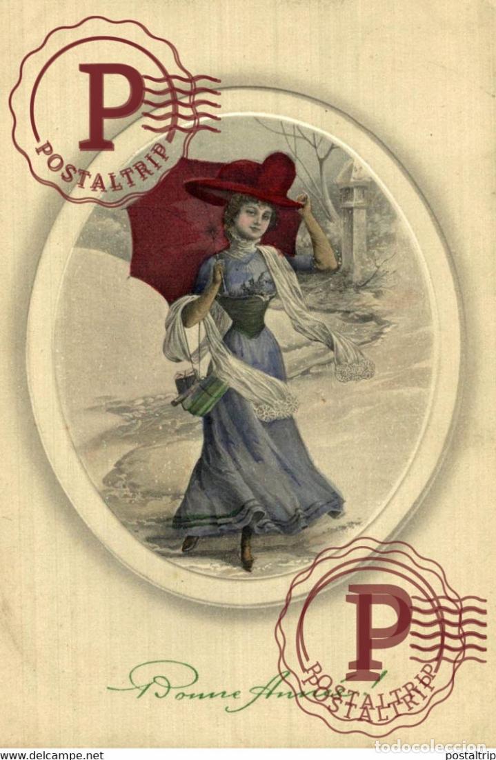 Postales: VIENNE Viennoises. BONNE ANNEE! SERIE 543. 1-4. PARAGUAS.UMBRELLA.