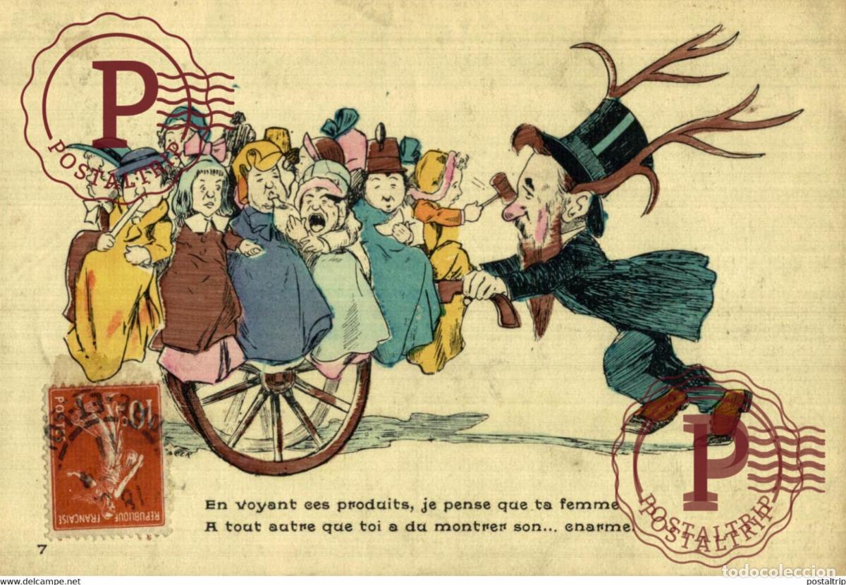 Postkarten: ILLUSTRATEUR XAVIER SAGER. Cornard en voyant ces produits....