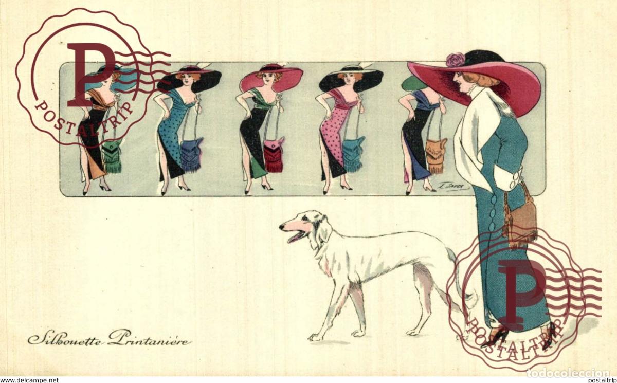 Postkarten: ILLUSTRATEUR XAVIER SAGER. B. M. PARIS 516. Silhouette Pritani&egrave;re PERROS CHIEN DOGS