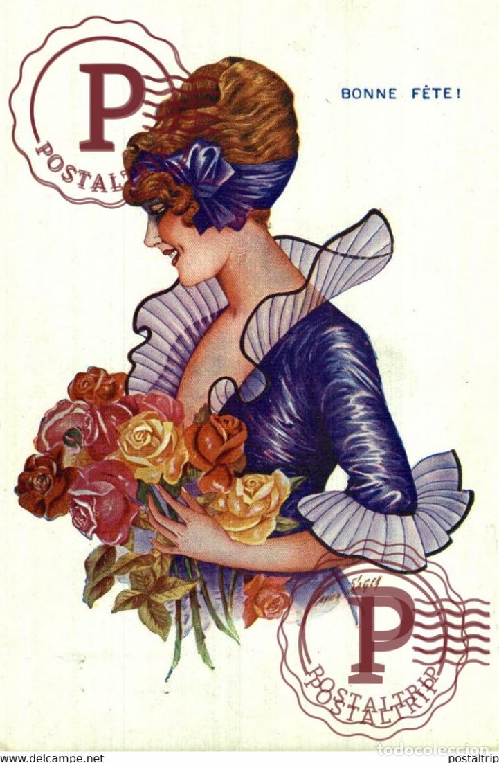 Postales: ILLUSTRATEUR XAVIER SAGER. BONNE FETE! FEMMES ET FLEURS. SERIE 46. 240.