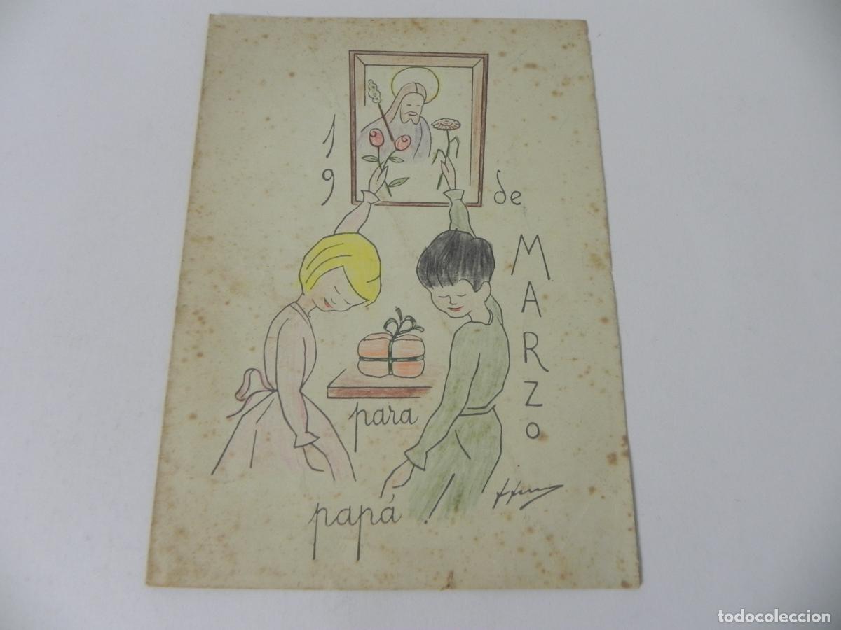 Postales: Antiguo D&iacute;ptico Felicitaci&oacute;n D&iacute;a del Padre (19 Marzo) - A&ntilde;o 1963 - Mensaje Emotivo