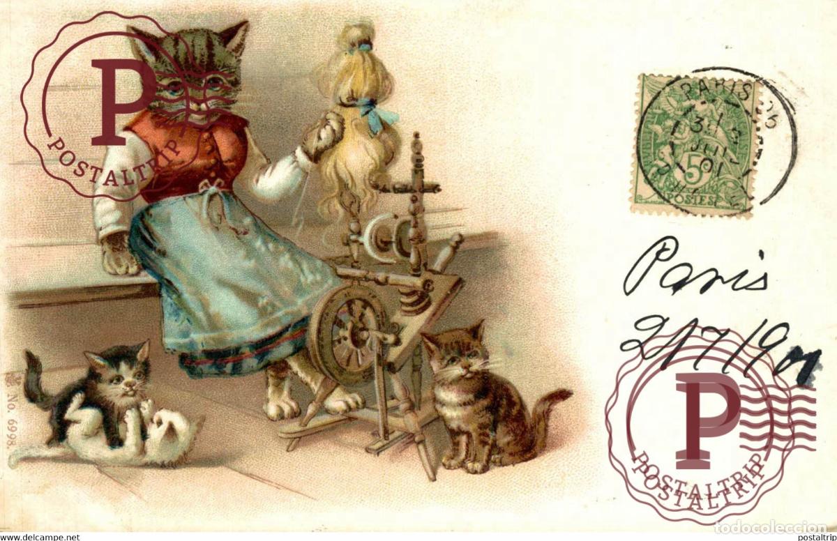Postales: ILUSTRADA. ILLUSTRATEUR. GATOS. CHAT. CAT. ANTROPOMORPHIC. ANTROPOMORFICO.