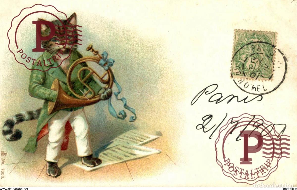 Postales: ILUSTRADA. ILLUSTRATEUR. GATOS. CHAT. CAT. ANTROPOMORPHIC. ANTROPOMORFICO. MUSICO. MUSICIAN