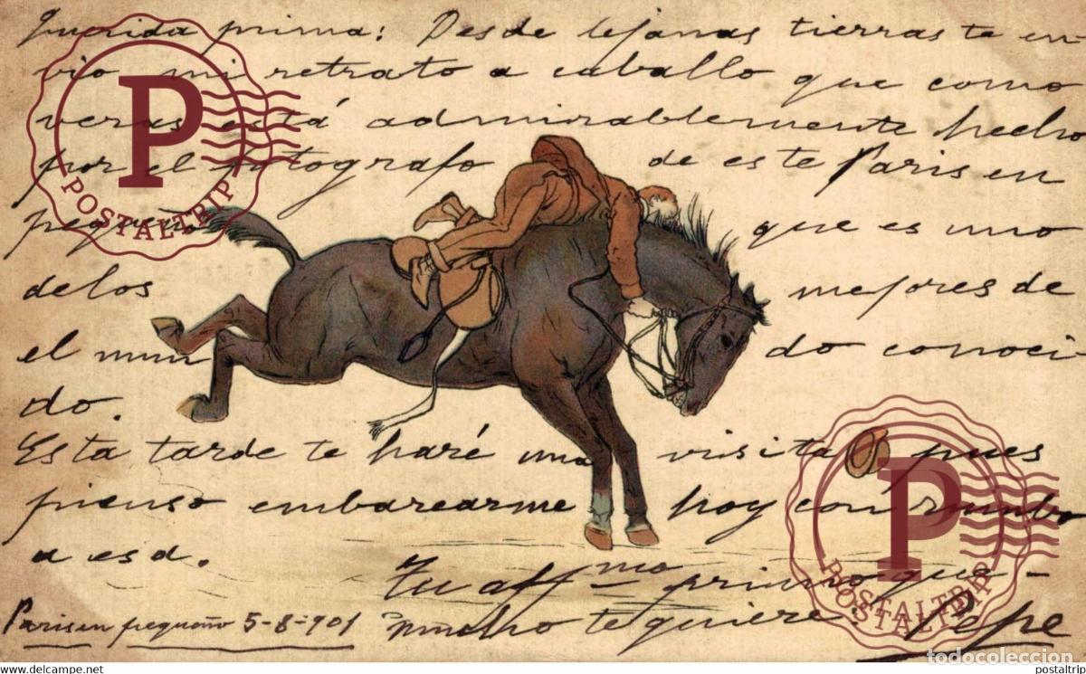 Postales: ILUSTRADA. ILLUSTRATEUR. ILLUSTRATION HIPICA. EQIITATION. HORSE RIDING 1901.