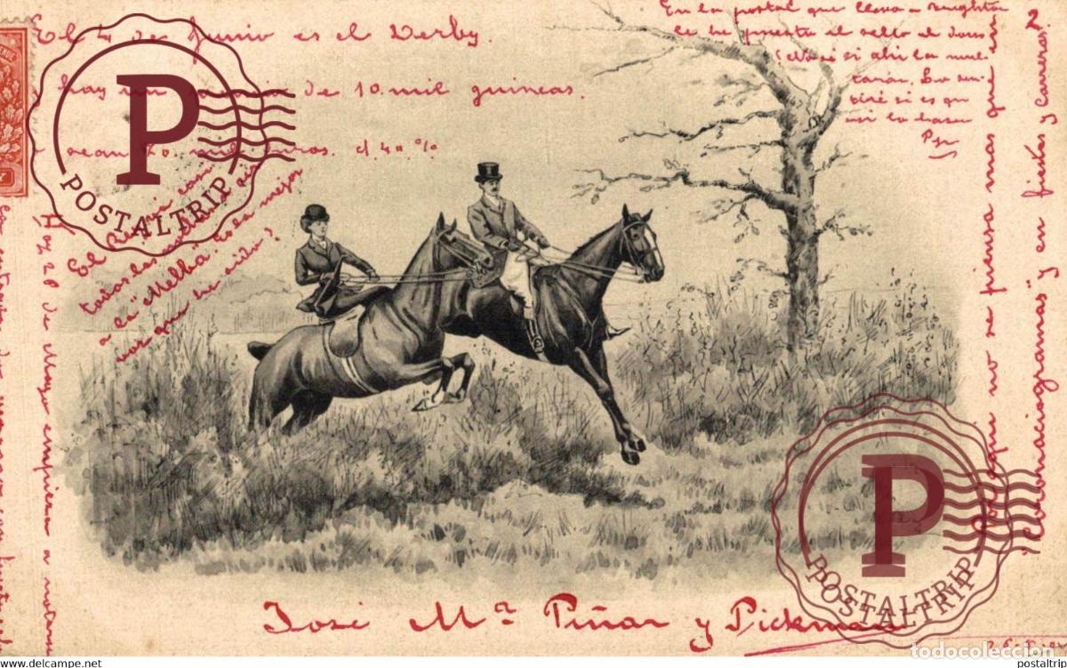 Postcards: ILUSTRADA. ILLUSTRATEUR. ILLUSTRATION HIPICA. EQIITATION. HORSE RIDING 1902.